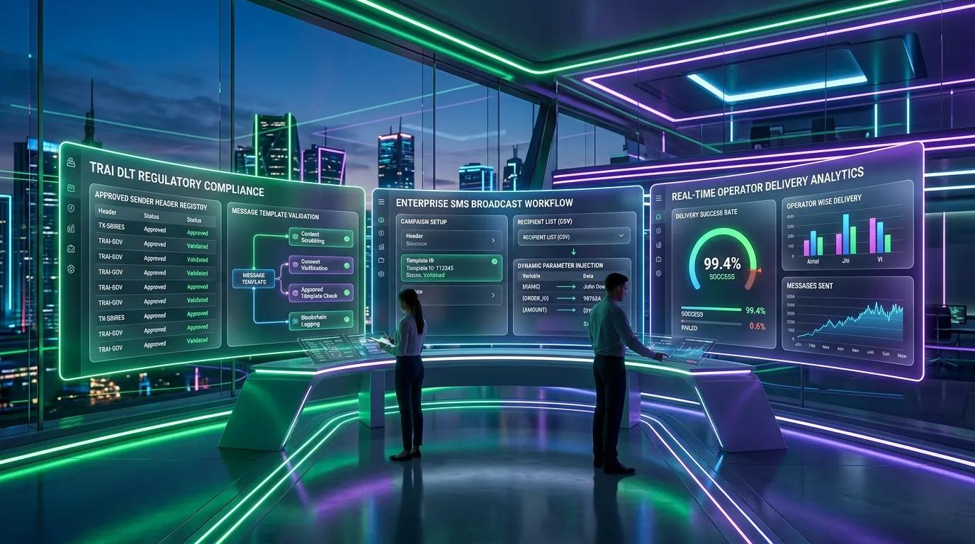 TRAI DLT Blockchain Compliance and Enterprise SMS Broadcast Workflow