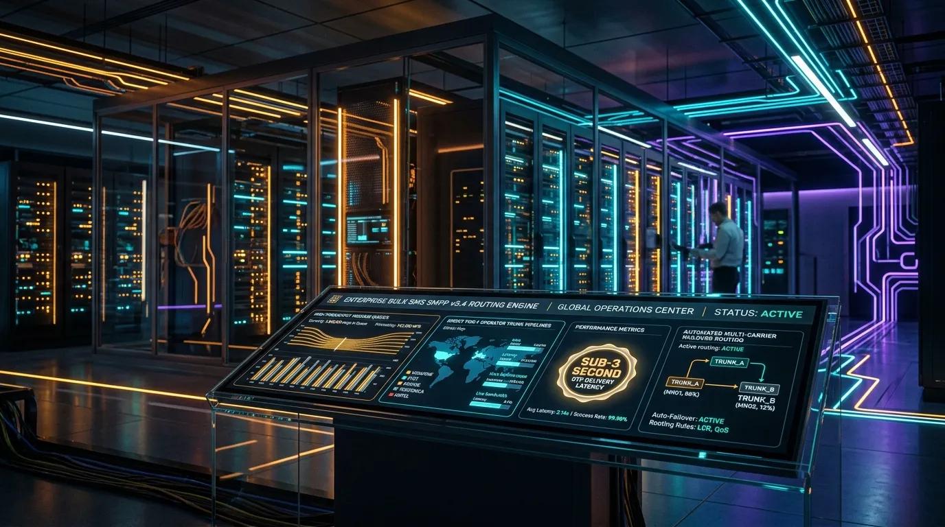 Enterprise Bulk SMS SMPP v3.4 Routing Engine and Tier-1 Telecom Trunks