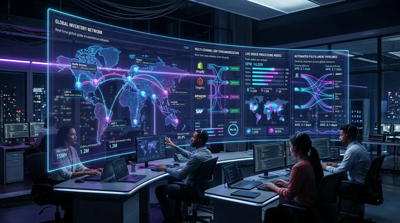 Enterprise Multi-Channel E-Commerce Inventory Network and ERP Sync Control Room