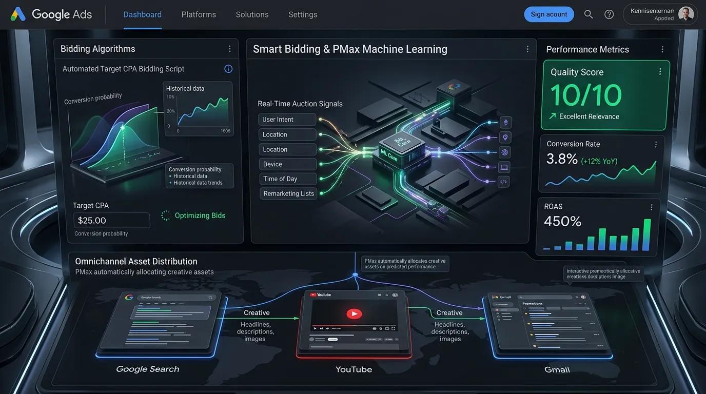 Google Ads Smart Bidding Engine and Performance Max Auction AI